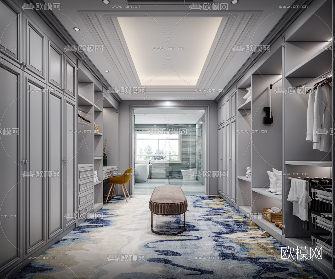 简欧衣帽间3d模型下载