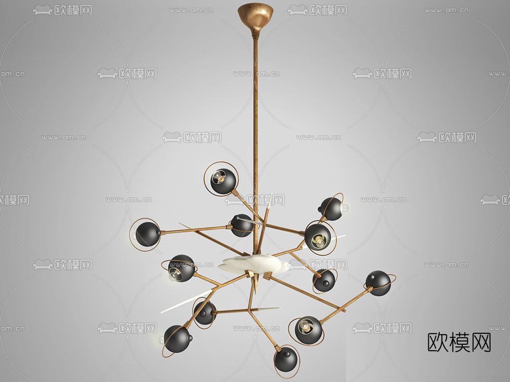 现代艺术金属吊灯3d模型