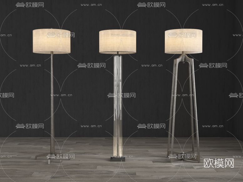 现代金属落地灯组合3D模型下载