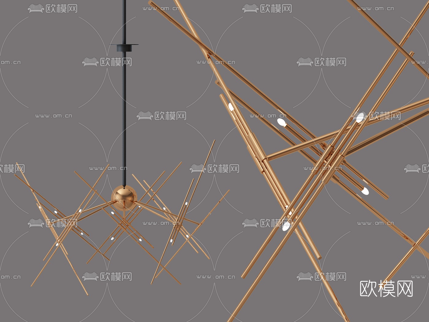 现代金属吊灯3d模型