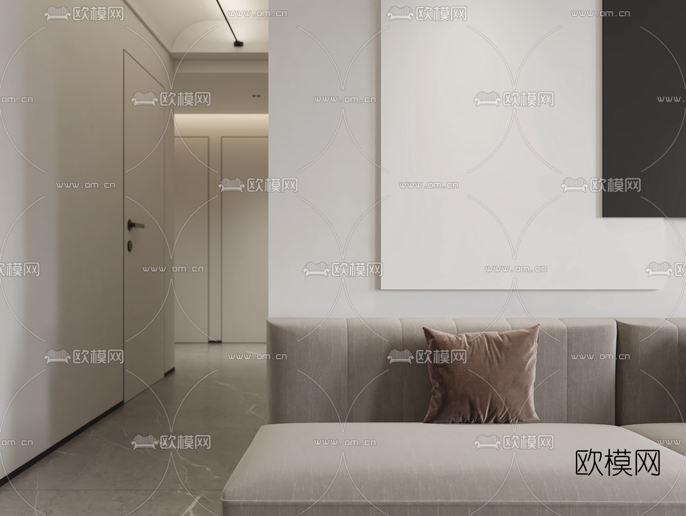 现代简约客厅餐厅3d模型