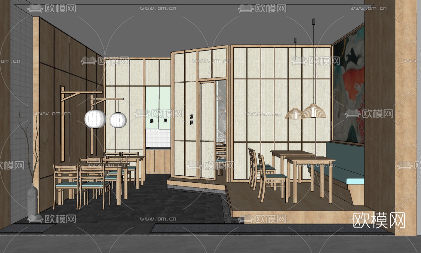 日式料理餐厅su模型