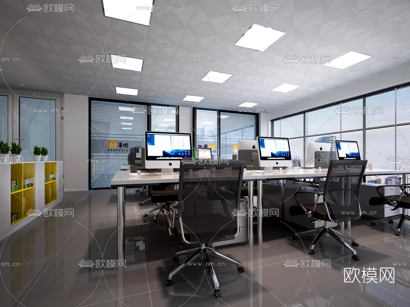 现代办公室办公区3D模型