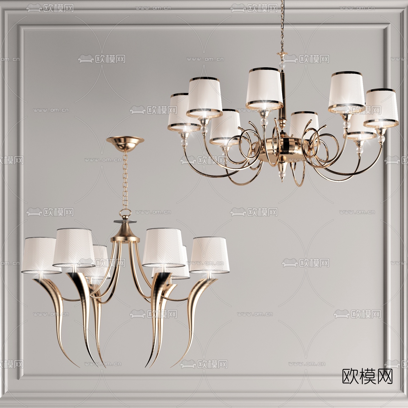美式吊灯3d模型下载