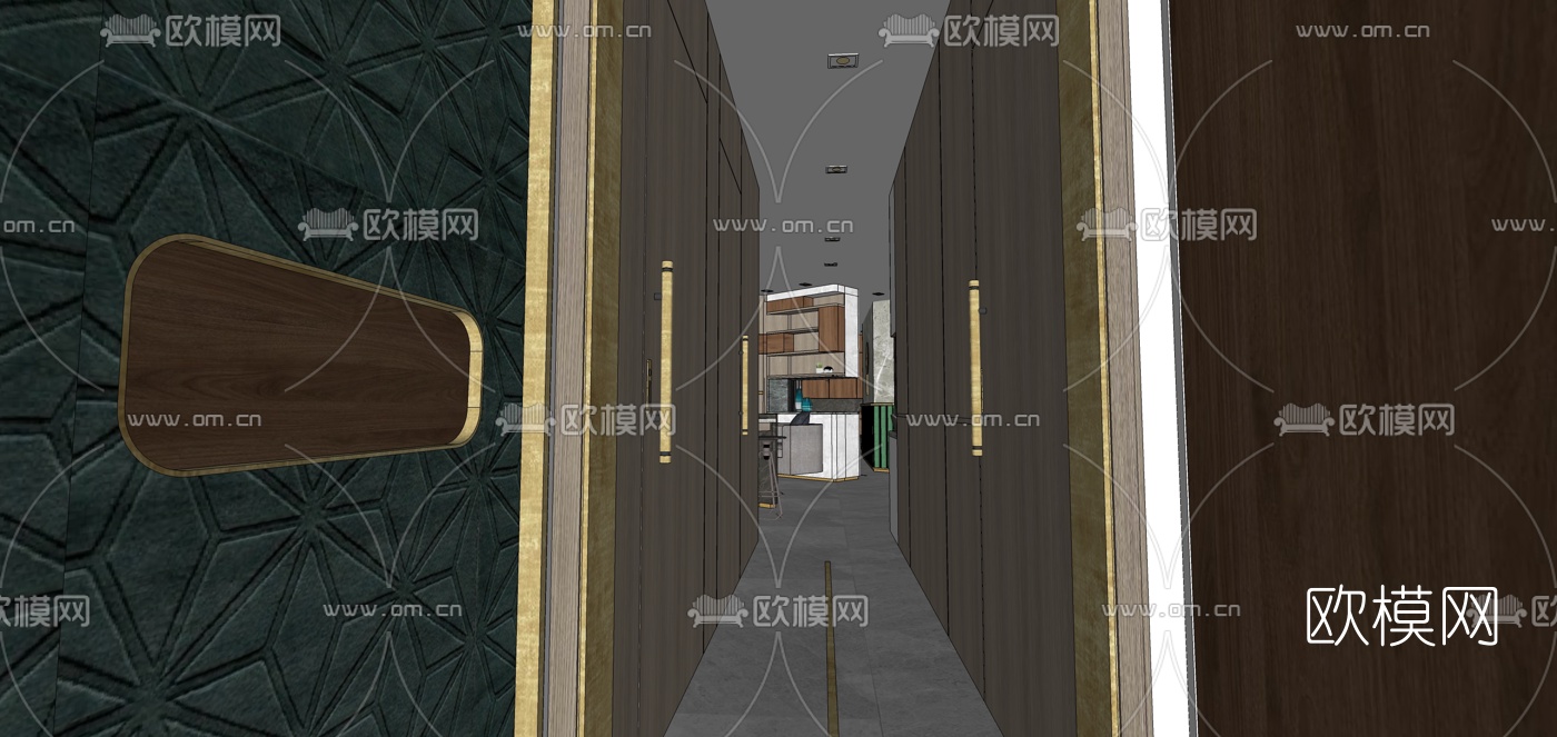 现代轻奢客餐厅su模型下载（渲染图8）