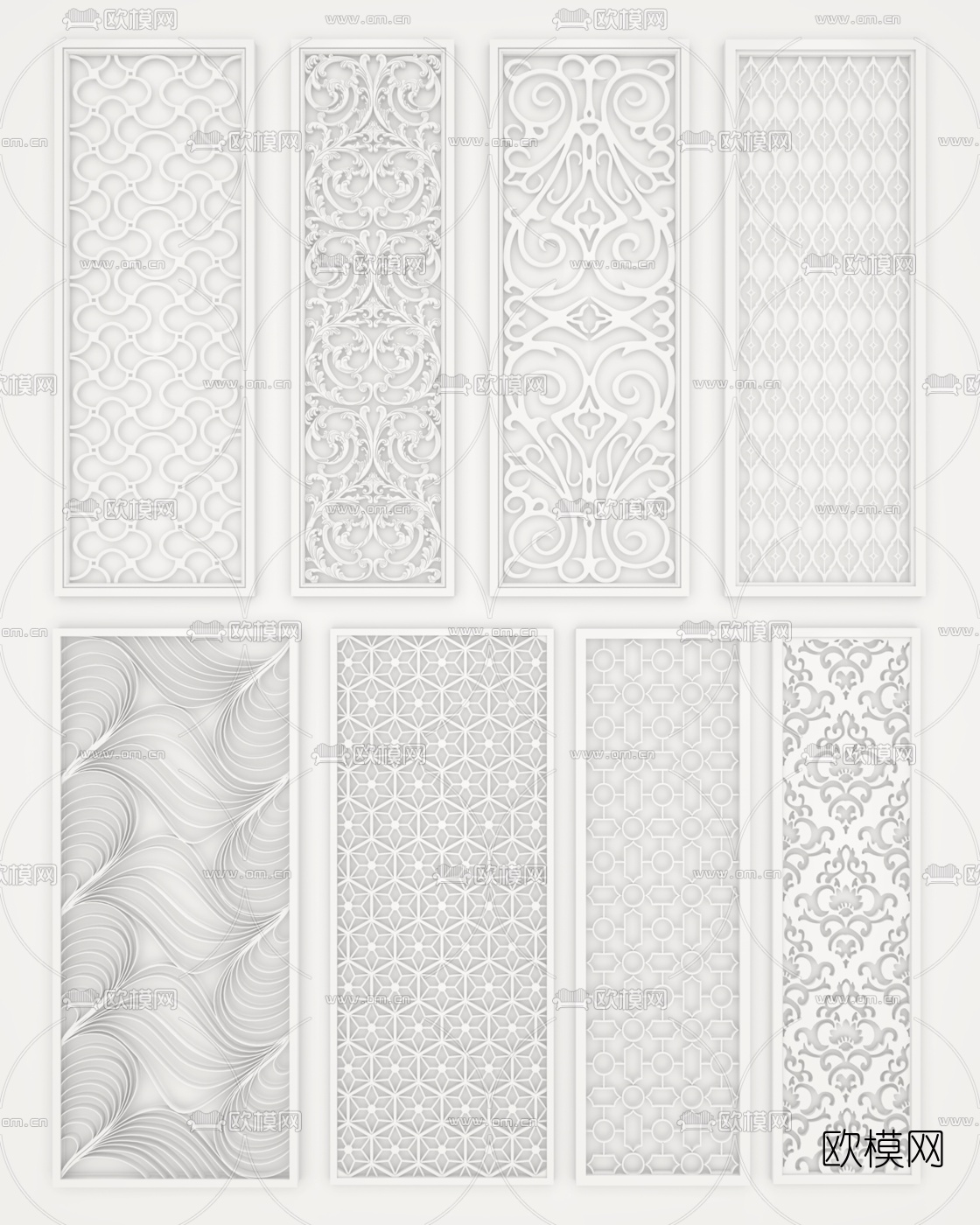 欧式金属雕花屏风隔断组合3D模型下载（渲染图3）