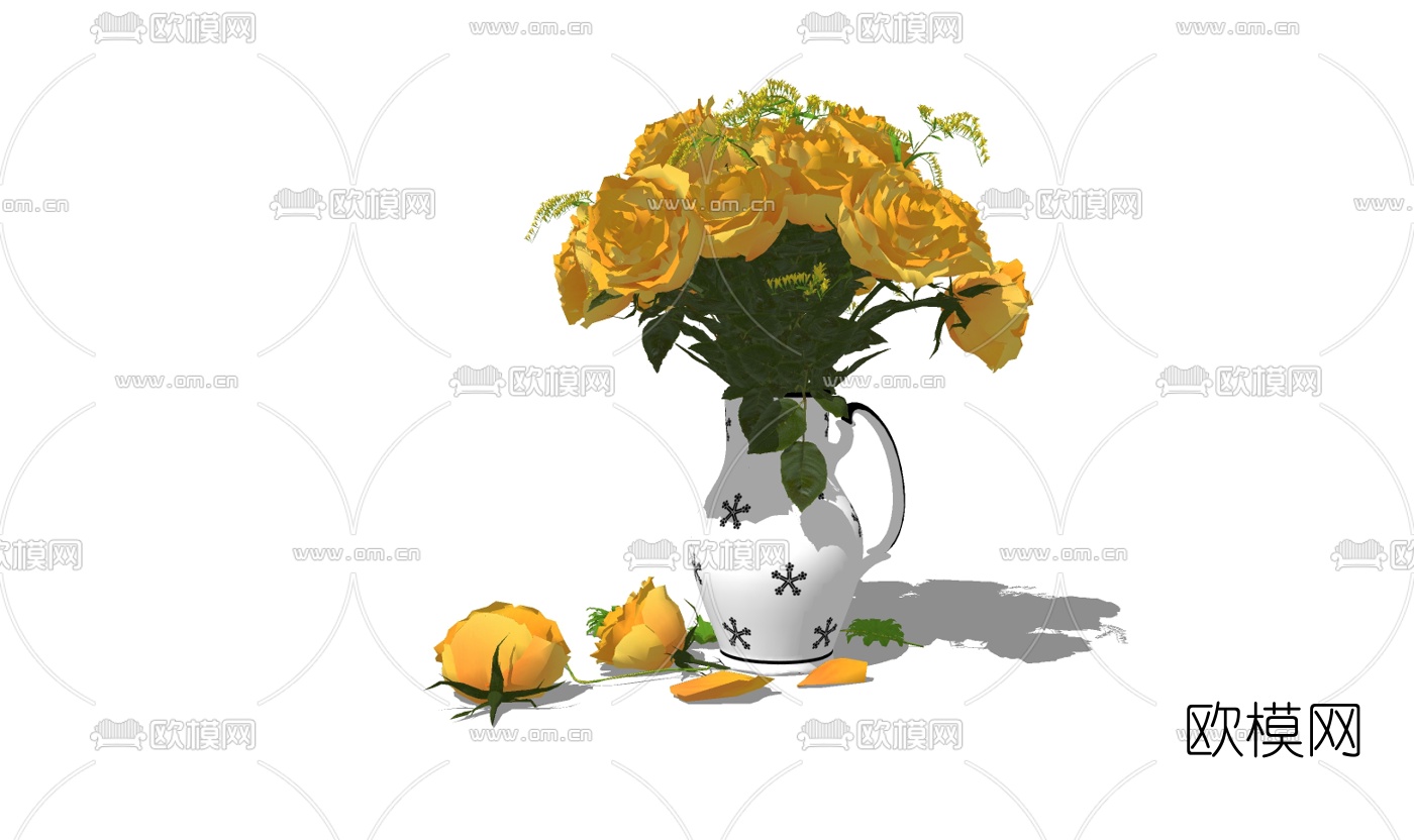 现代花瓶花卉免费su模型下载