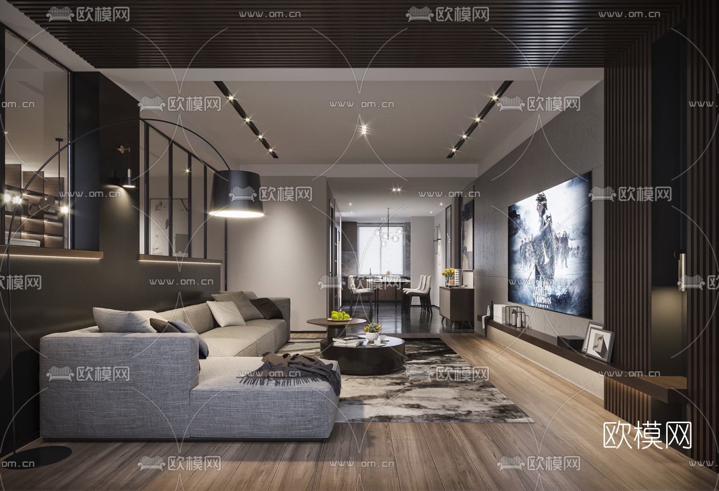 后现代简约客厅3d模型下载