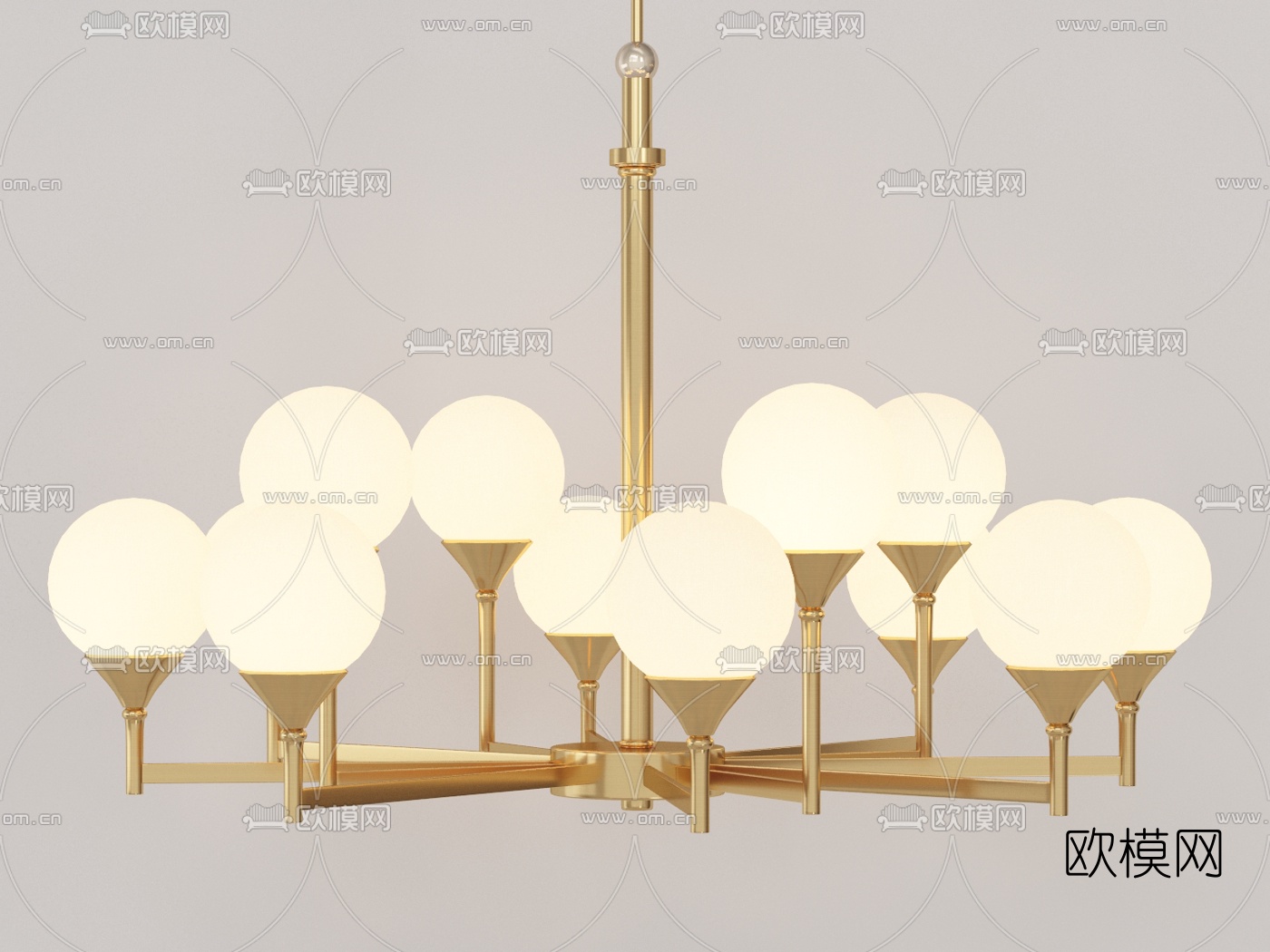 美式金属多头吊灯3d模型下载（渲染图5）