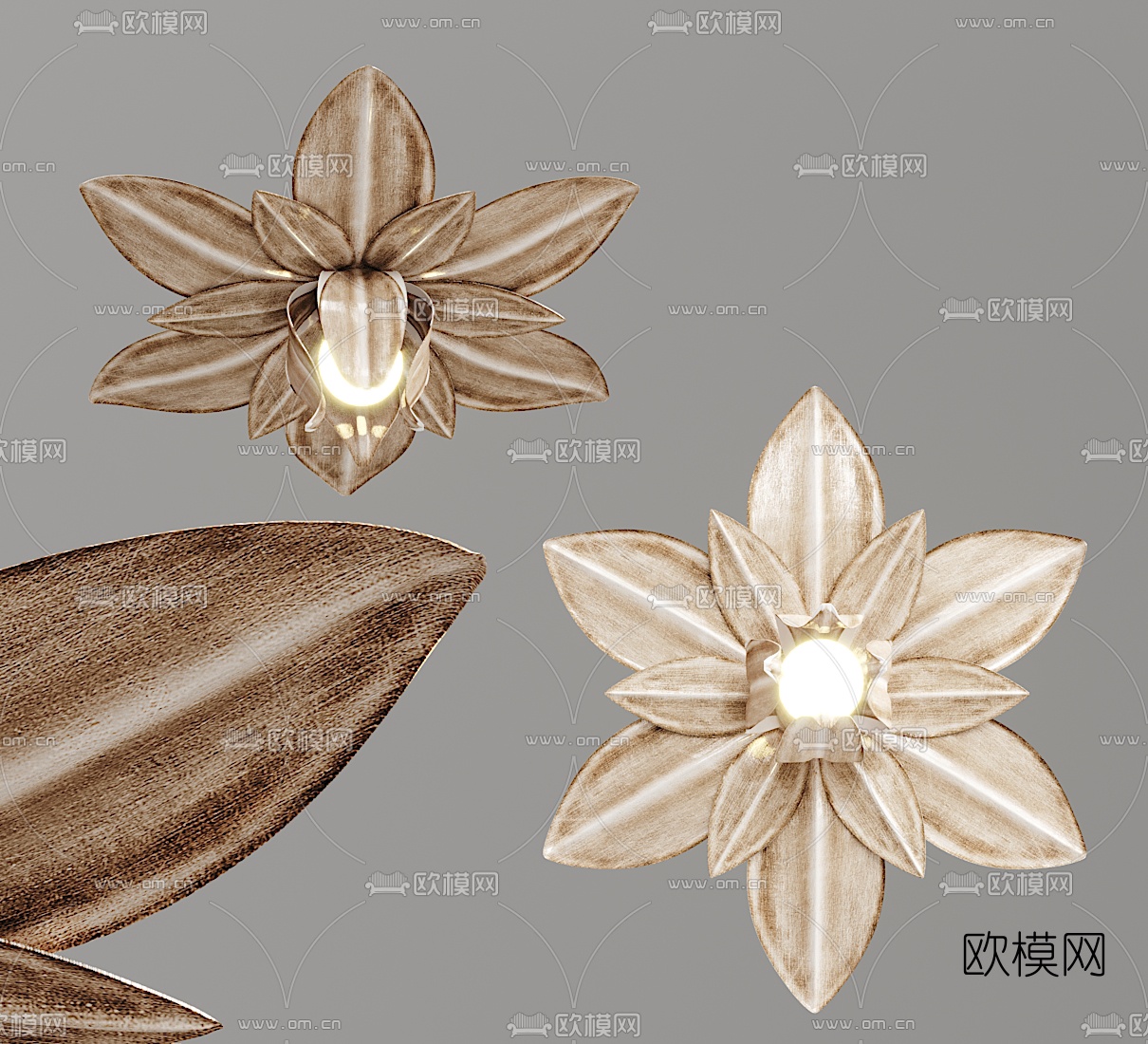 东南亚个性创意花朵吸顶灯3d模型下载