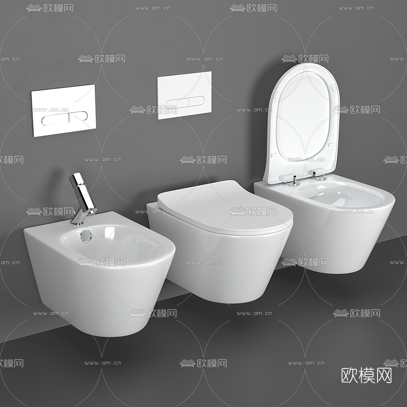 现代马桶坐便器3d模型