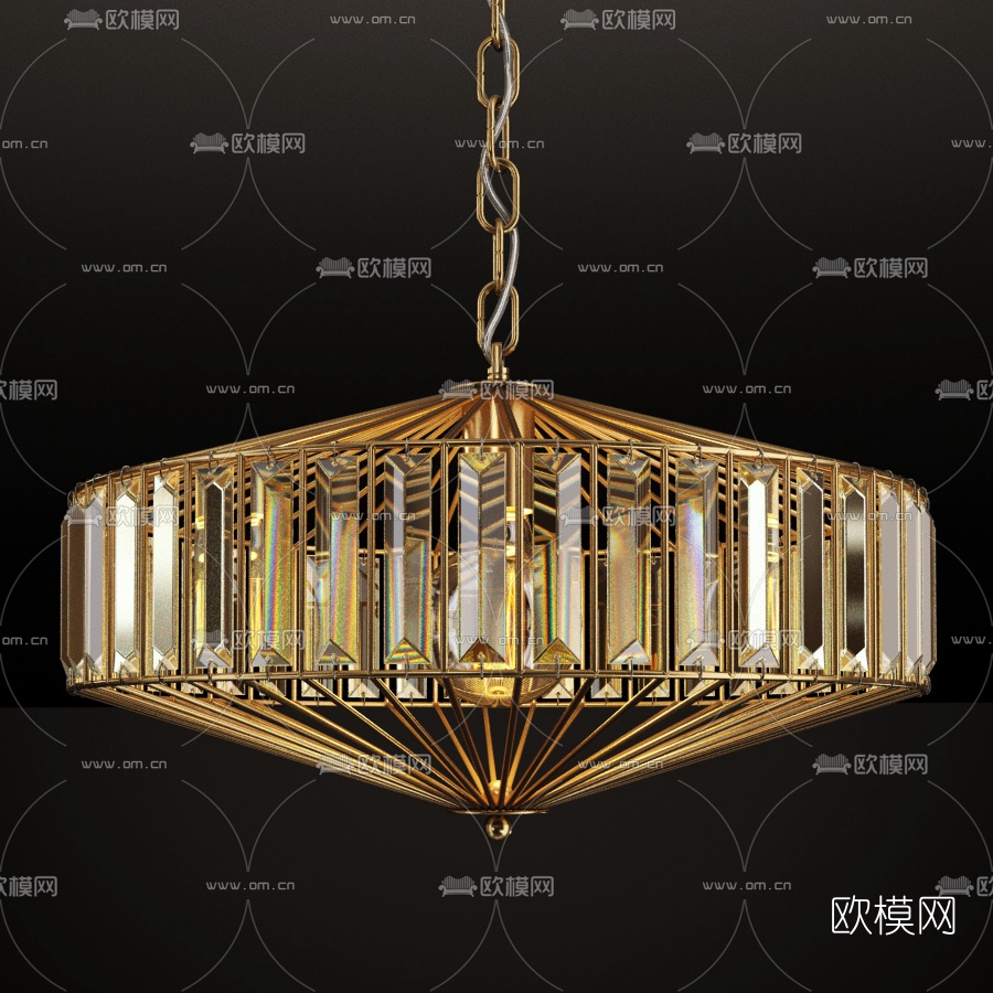 现代金属水晶吊灯3D模型下载