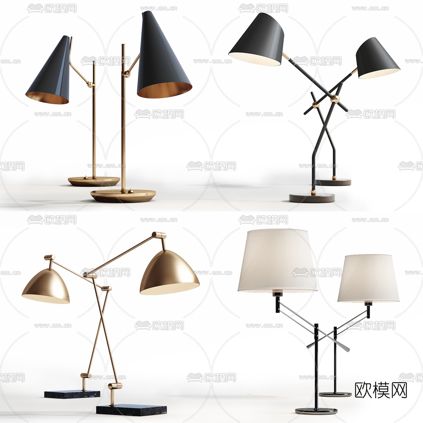 现代金属台灯3d模型-免费3dmax模型库-欧模网