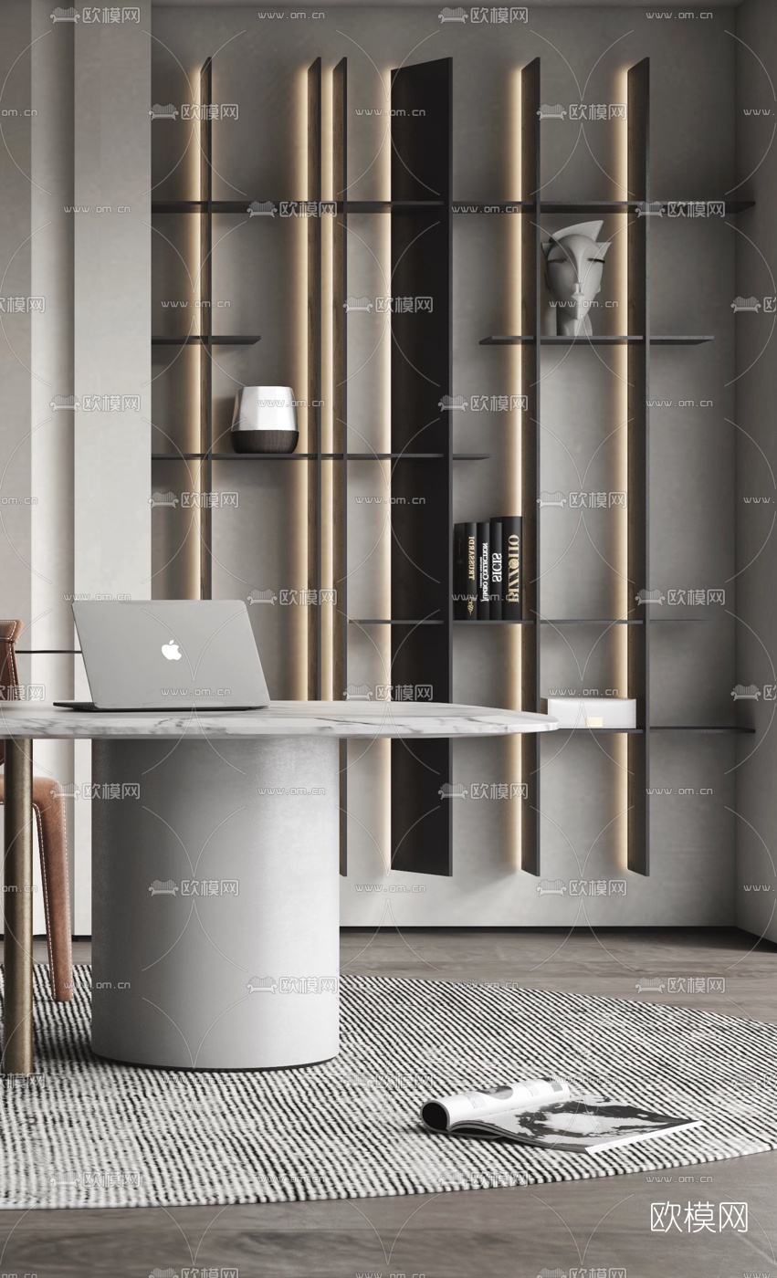 侘寂书桌椅3d模型下载（渲染图3）