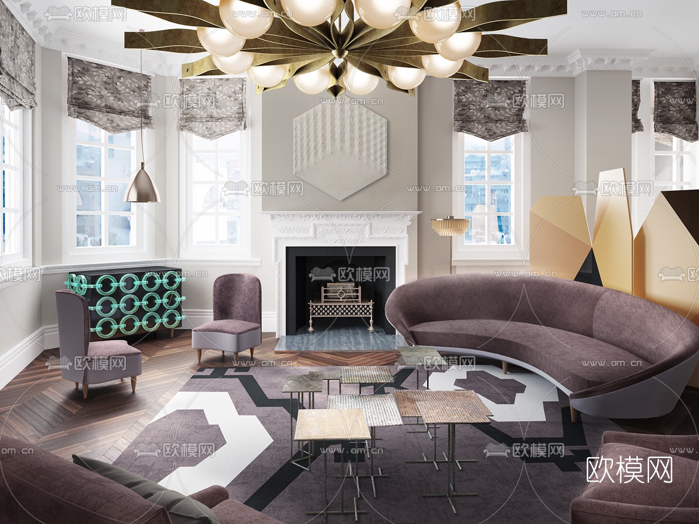 Shalini Misra 欧式客厅3D模型下载（渲染图1）