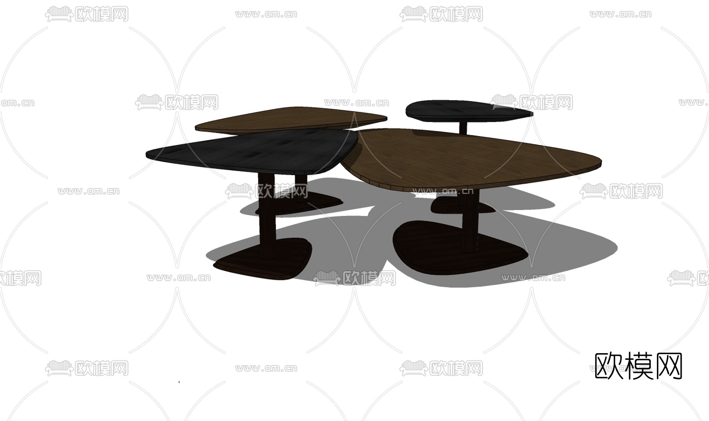 现代实木边几组合免费su模型下载（渲染图3）