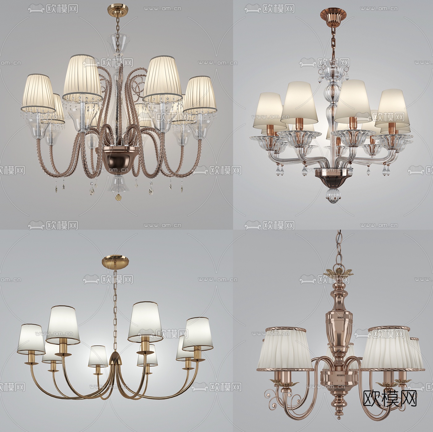 欧式吊灯组合3D模型下载