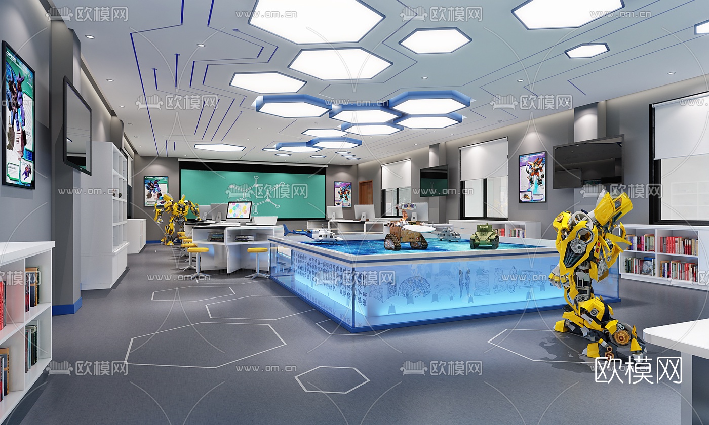 现代科技教室3d模型