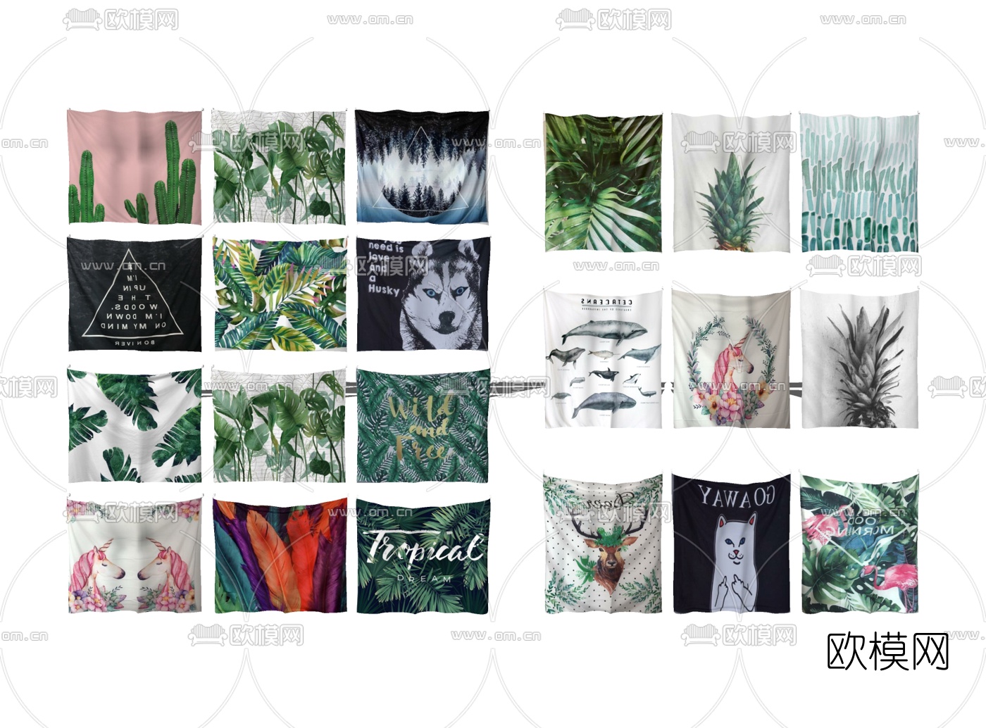 北欧挂帘su模型下载