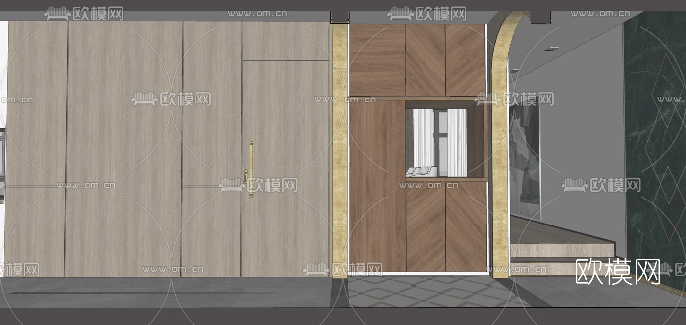 现代轻奢客餐厅su模型下载（渲染图9）