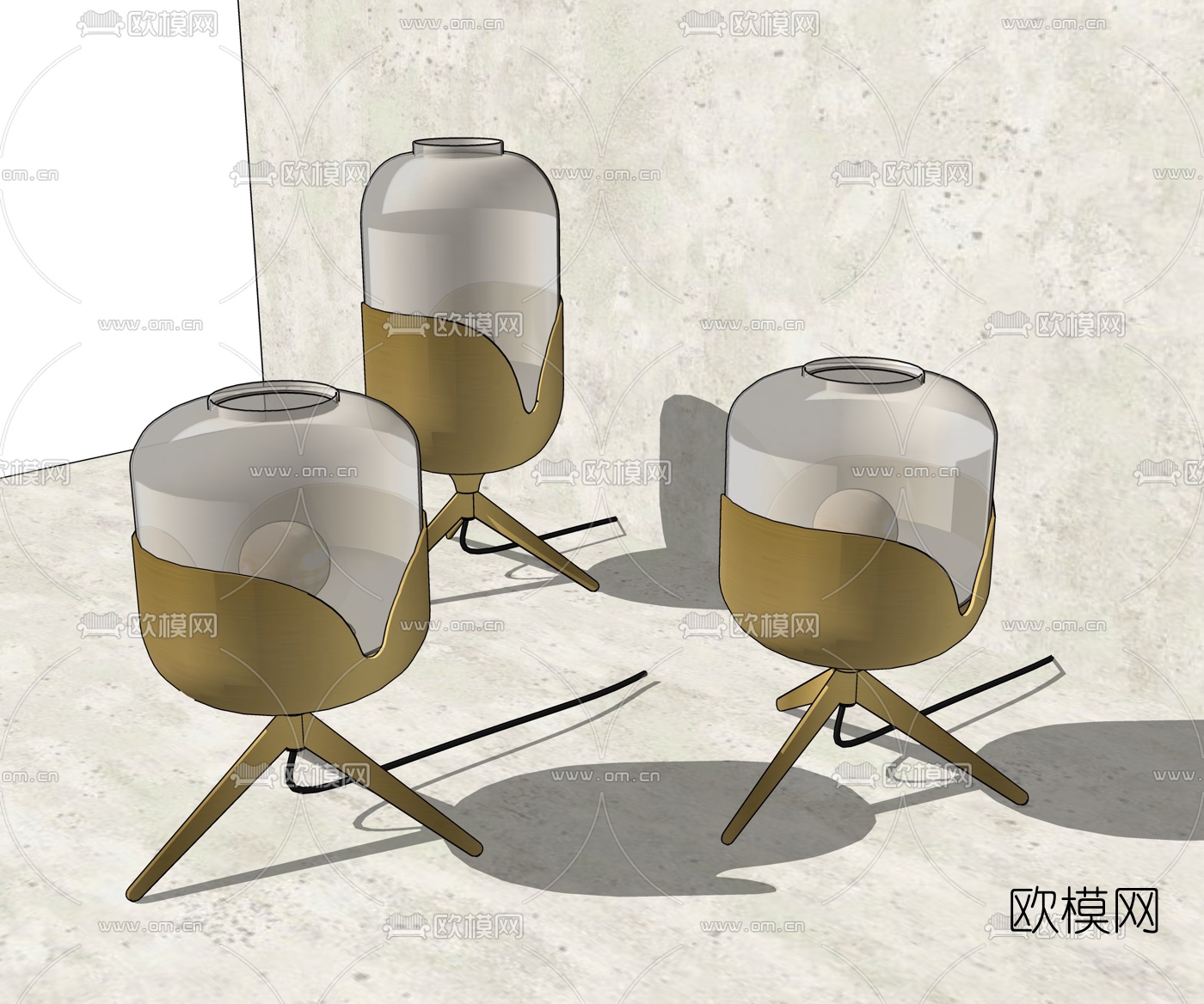 现代轻奢台灯su模型