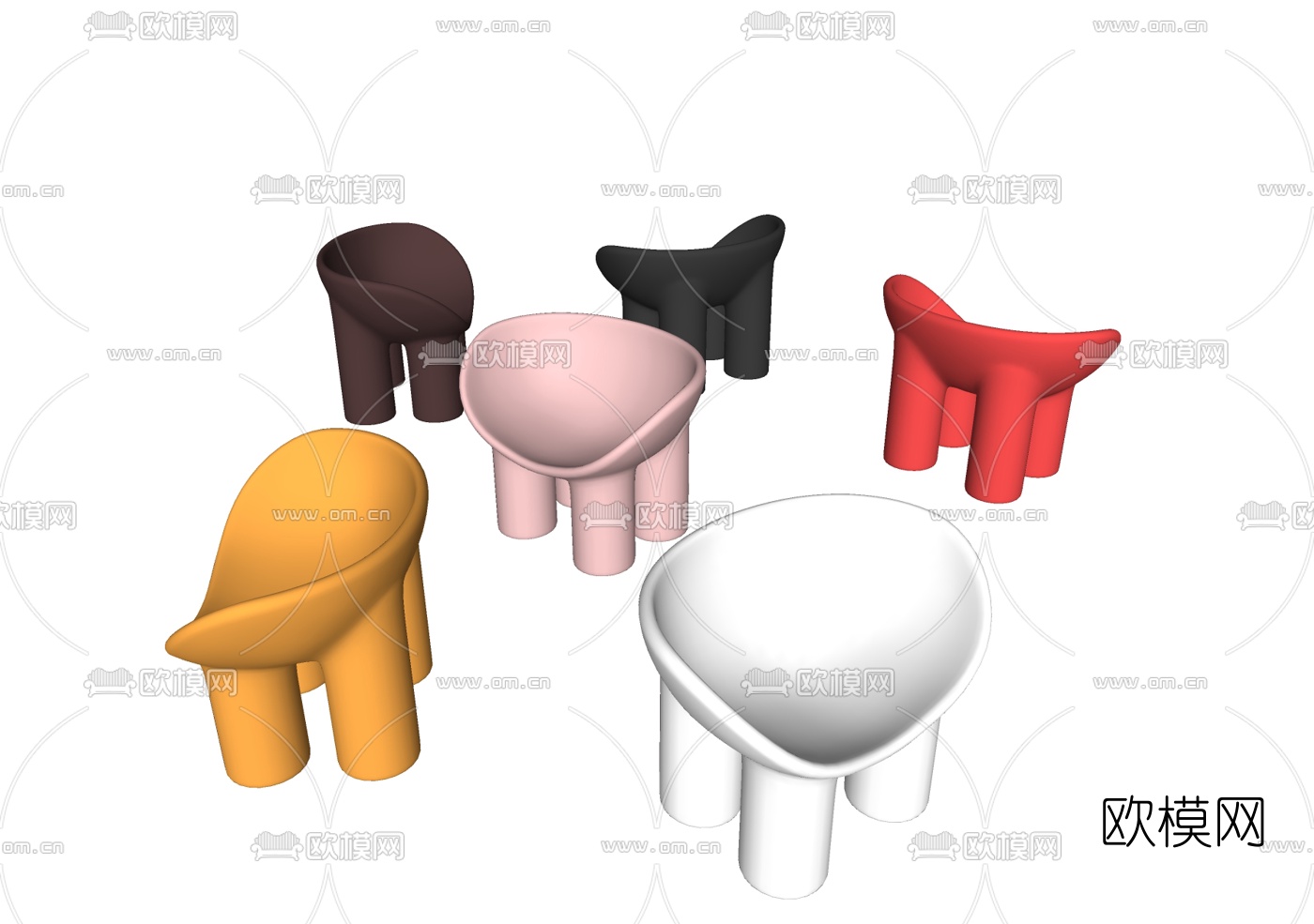 现代趣味儿童单椅su模型下载