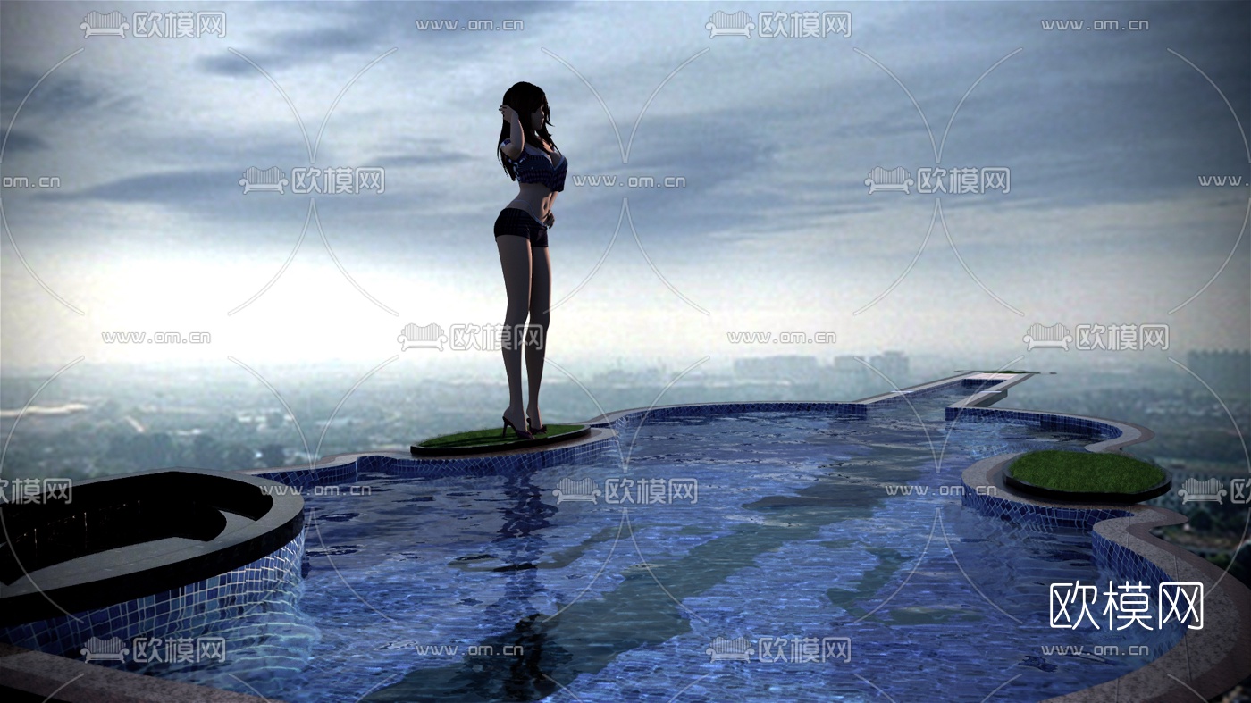 现代美女人物su模型