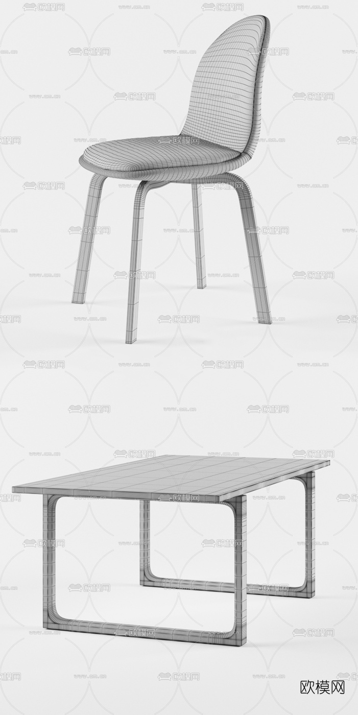 现代简约休闲桌椅3d模型下载（渲染图3）