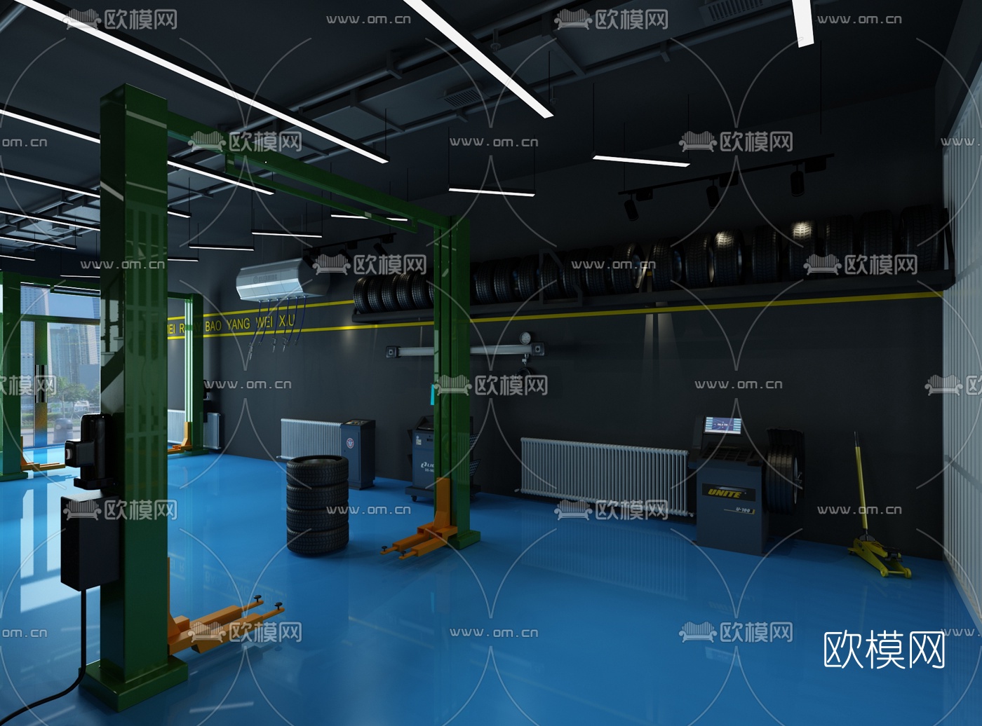 现代洗车汽车维修养护店3d模型