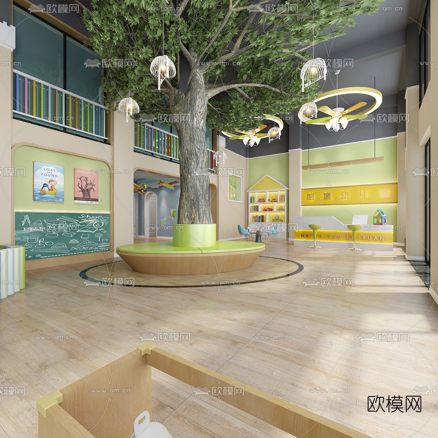 现代幼儿园大厅3d模型
