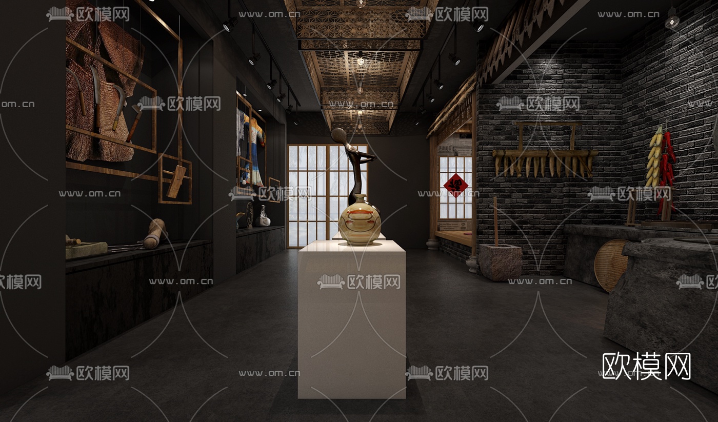 现代民俗博物馆展厅3d模型