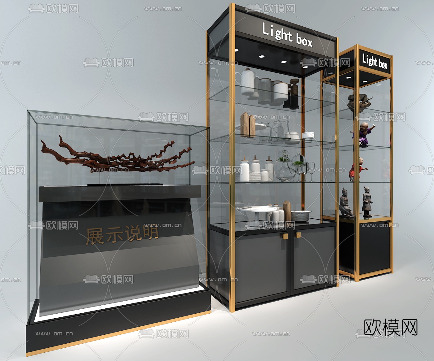 现代餐具展示柜3d模型