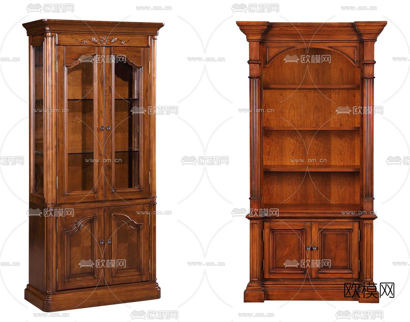 美式实木酒柜组合3d模型下载