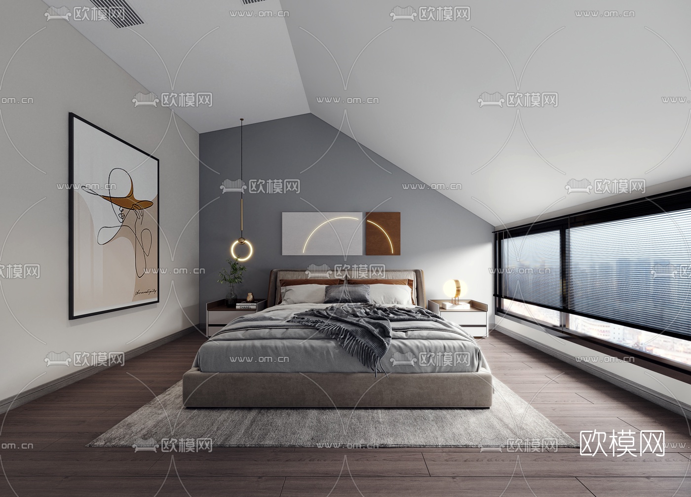 现代简约卧室3d模型