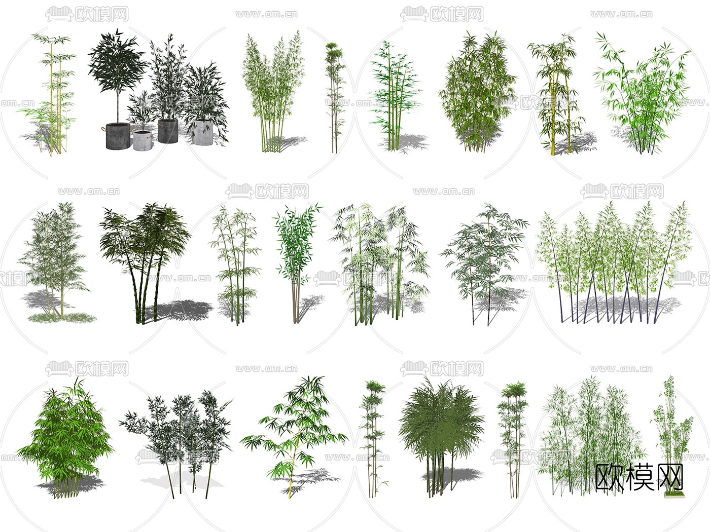 现代竹子竹林su模型下载