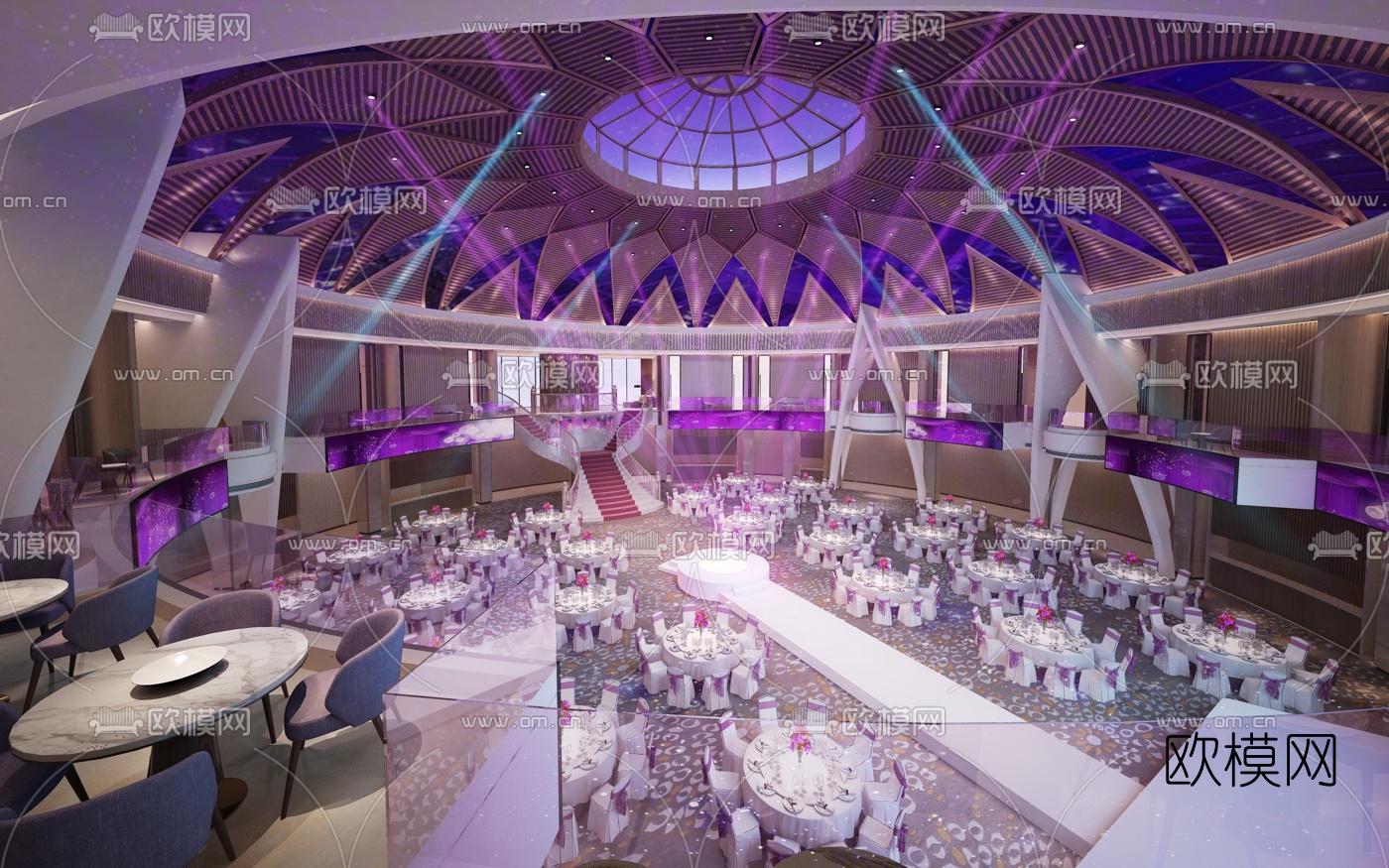 现代酒店婚宴宴会厅婚宴3d模型