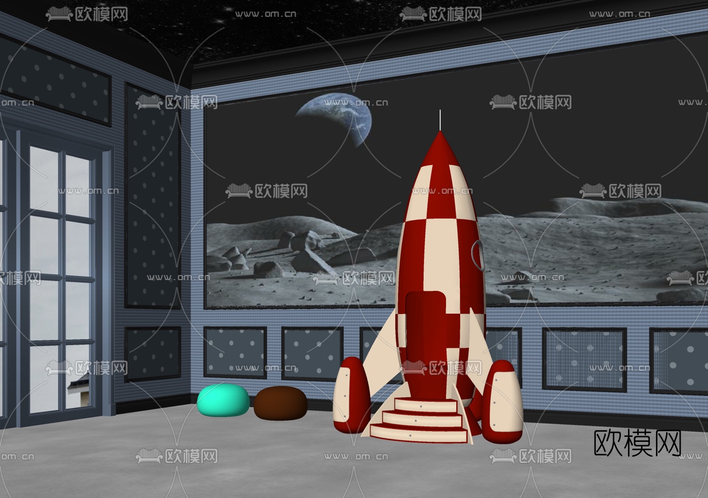 现代火箭玩具su模型下载