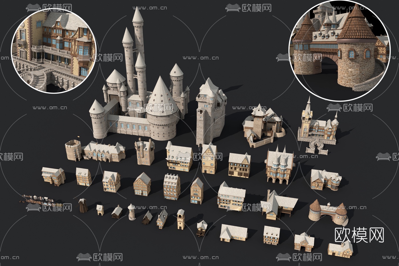 欧式游乐园卡通城堡3d模型下载（渲染图3）