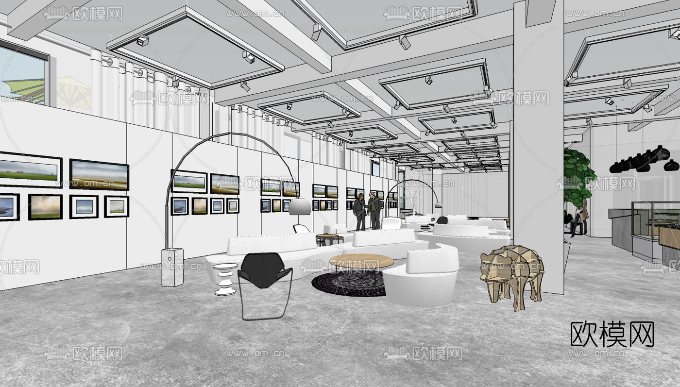 现代摄影主题咖啡厅su模型下载（渲染图6）