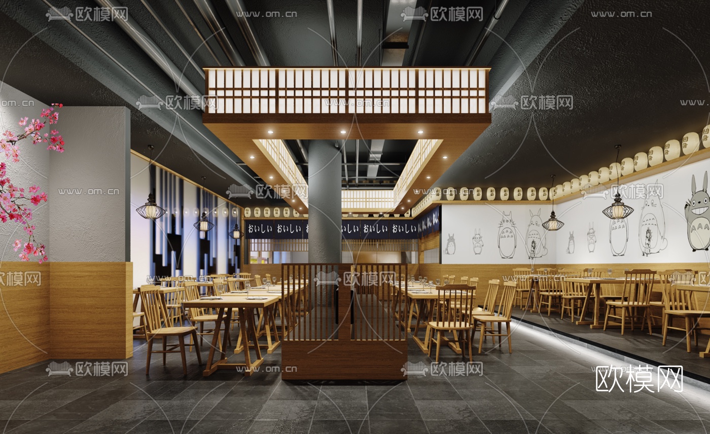 日式料理店3D模型下载（渲染图2）