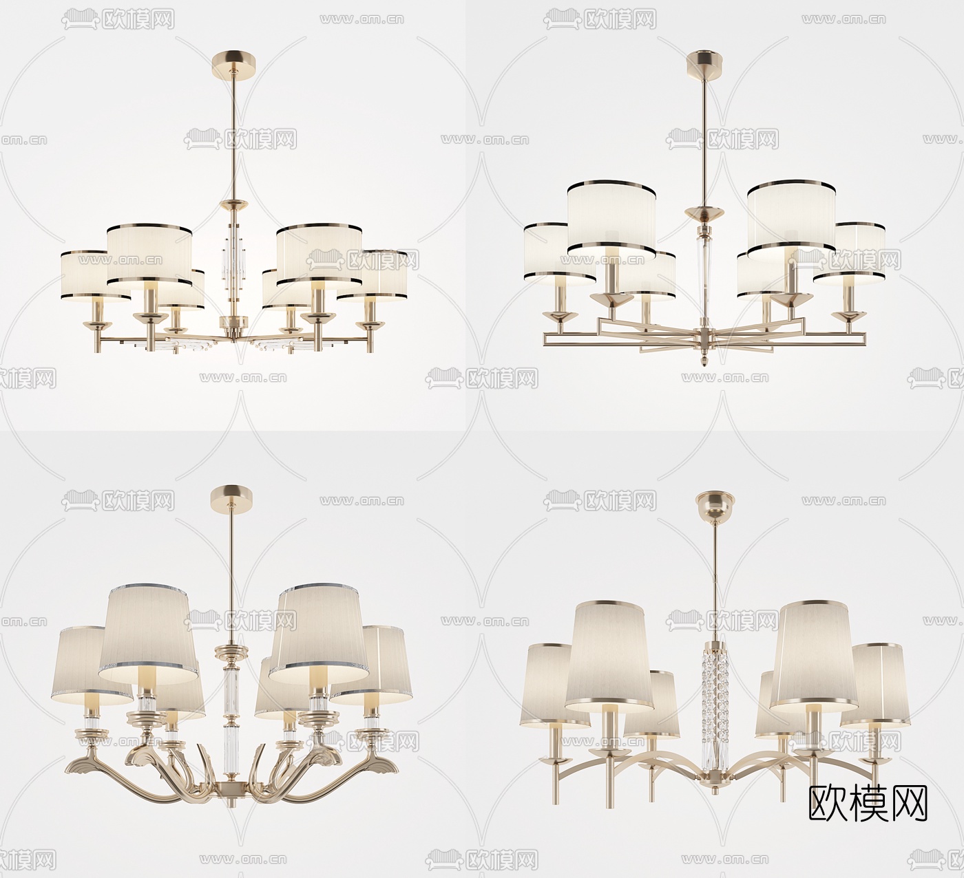 简欧吊灯组合3d模型下载