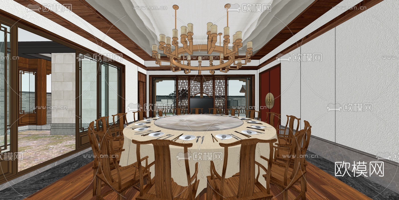 中式会所su模型下载（渲染图9）