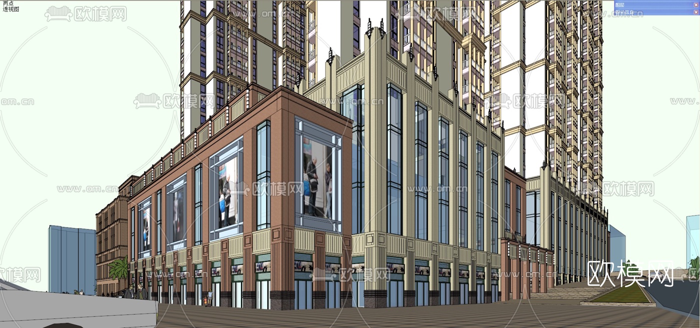 欧式商住综合体su模型下载（渲染图8）