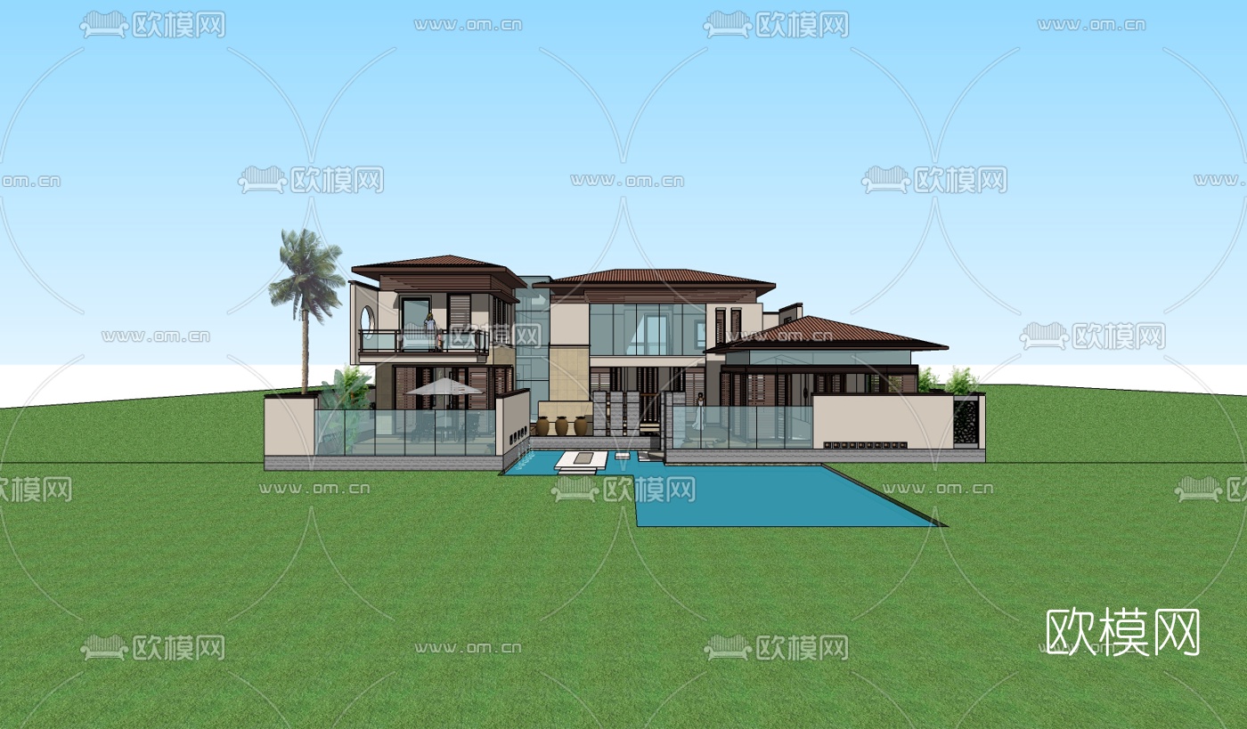 现代独栋别墅su模型