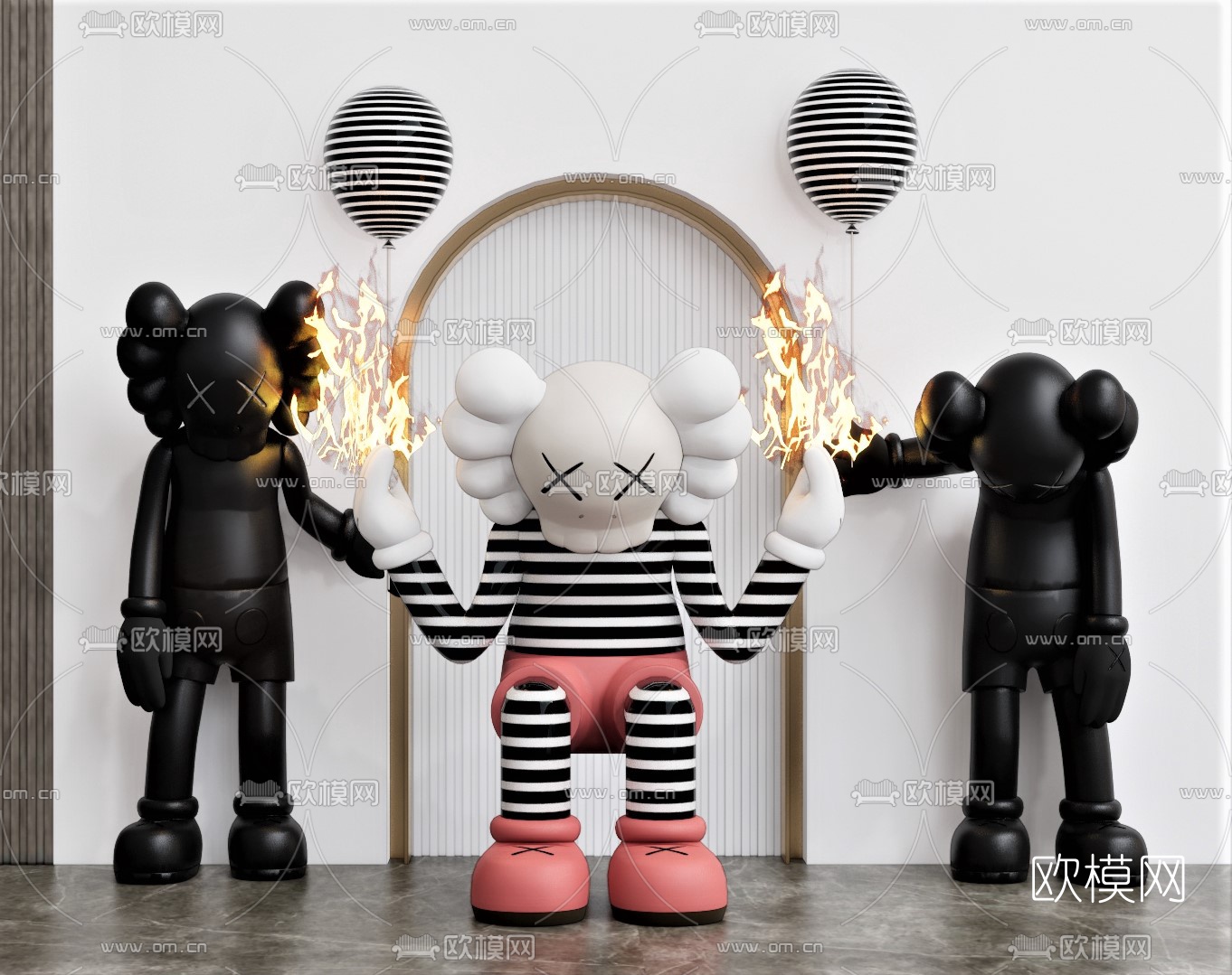 现代雕塑su模型下载（渲染图1）