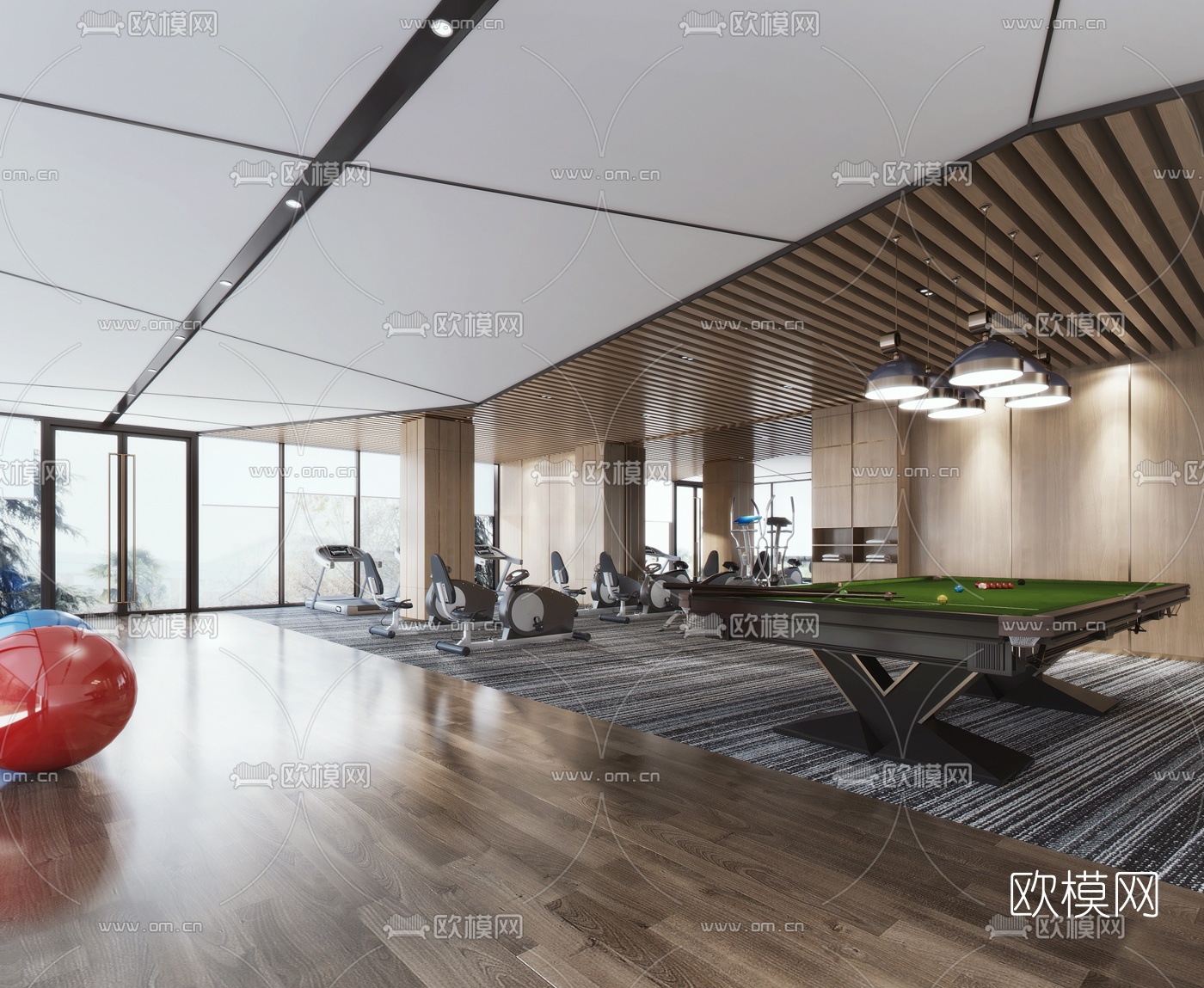 现代健身房3d模型下载
