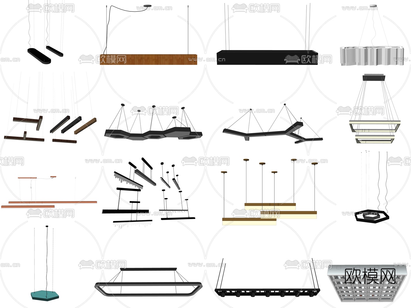 现代办公室吊灯su模型下载（渲染图1）