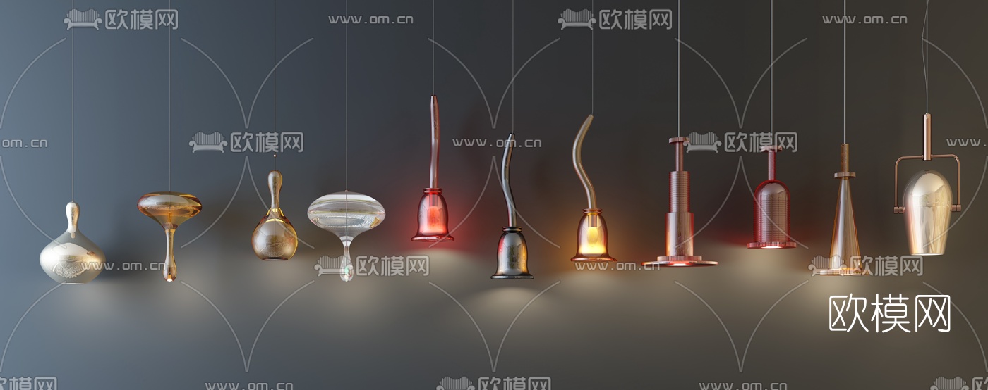 现代时尚小吊灯组合3D模型