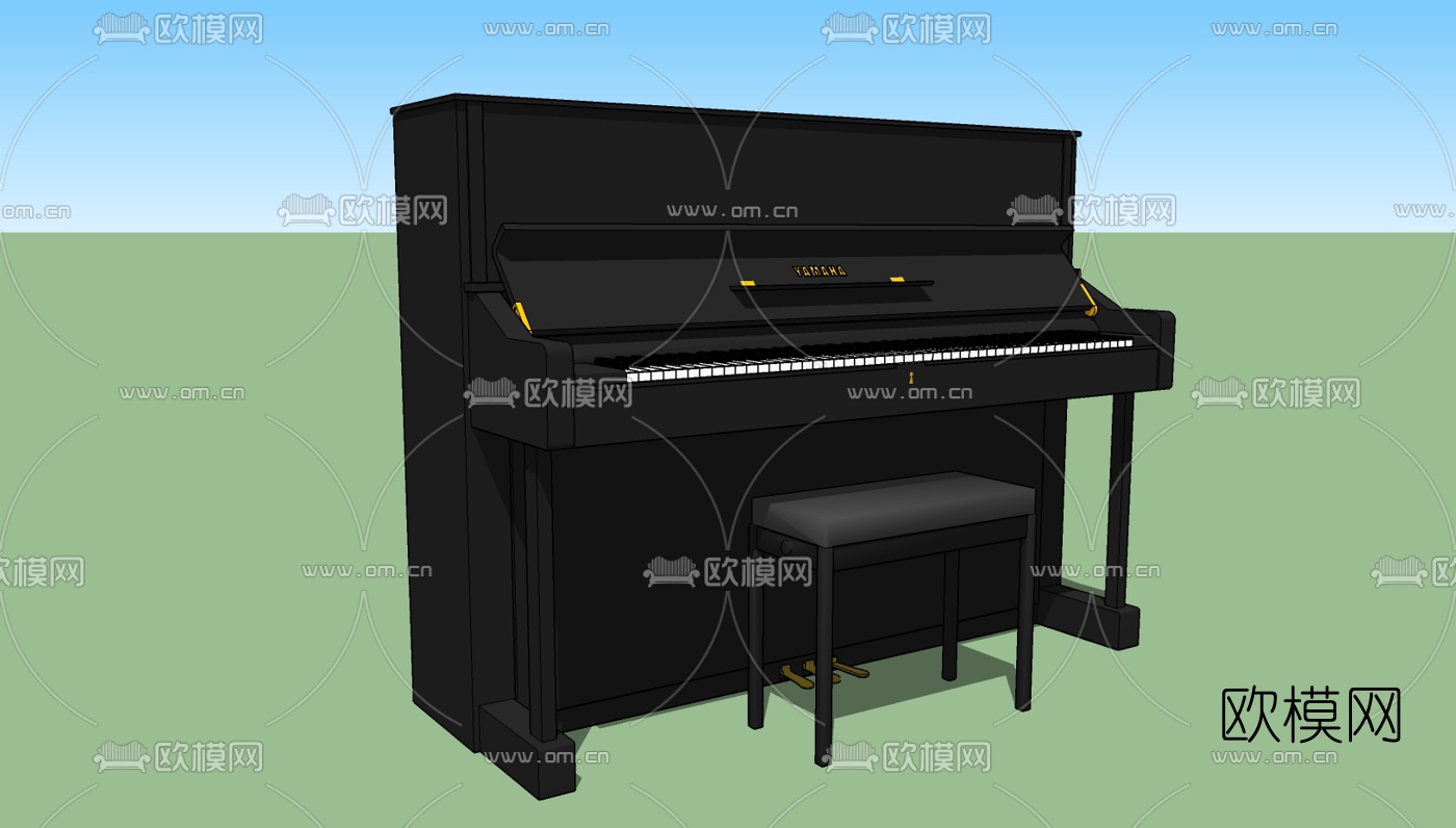 现代钢琴免费su模型下载（渲染图2）