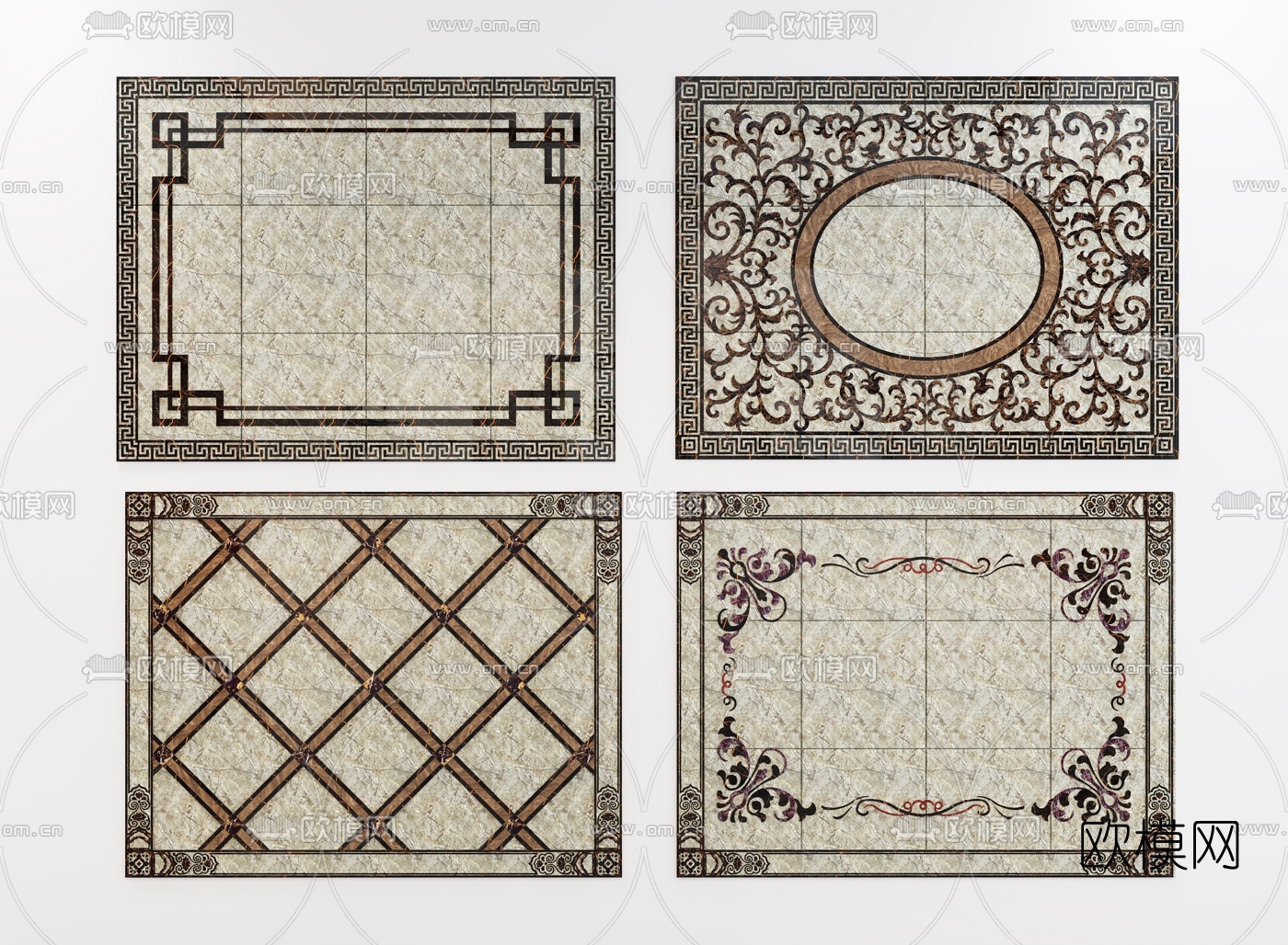 中式石材拼花3d模型下载